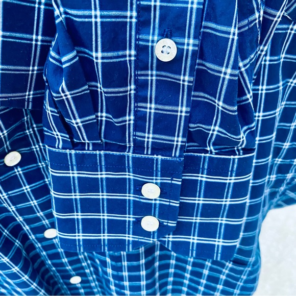 LACOSTE MENS LONG SLEEVE BUTTON DOWN SHIRT SZ45/XXL NAVY BLUE/WHITE SMALL CHECKS - Picture 4 of 10